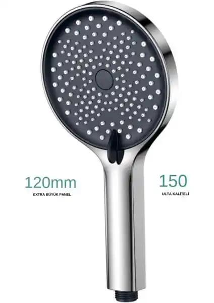 Akdoğan Geniş Kafalı Siyah Çok Fonksiyonlu Duş Başlığı - Dayanıklı ve Estetik Tasarım