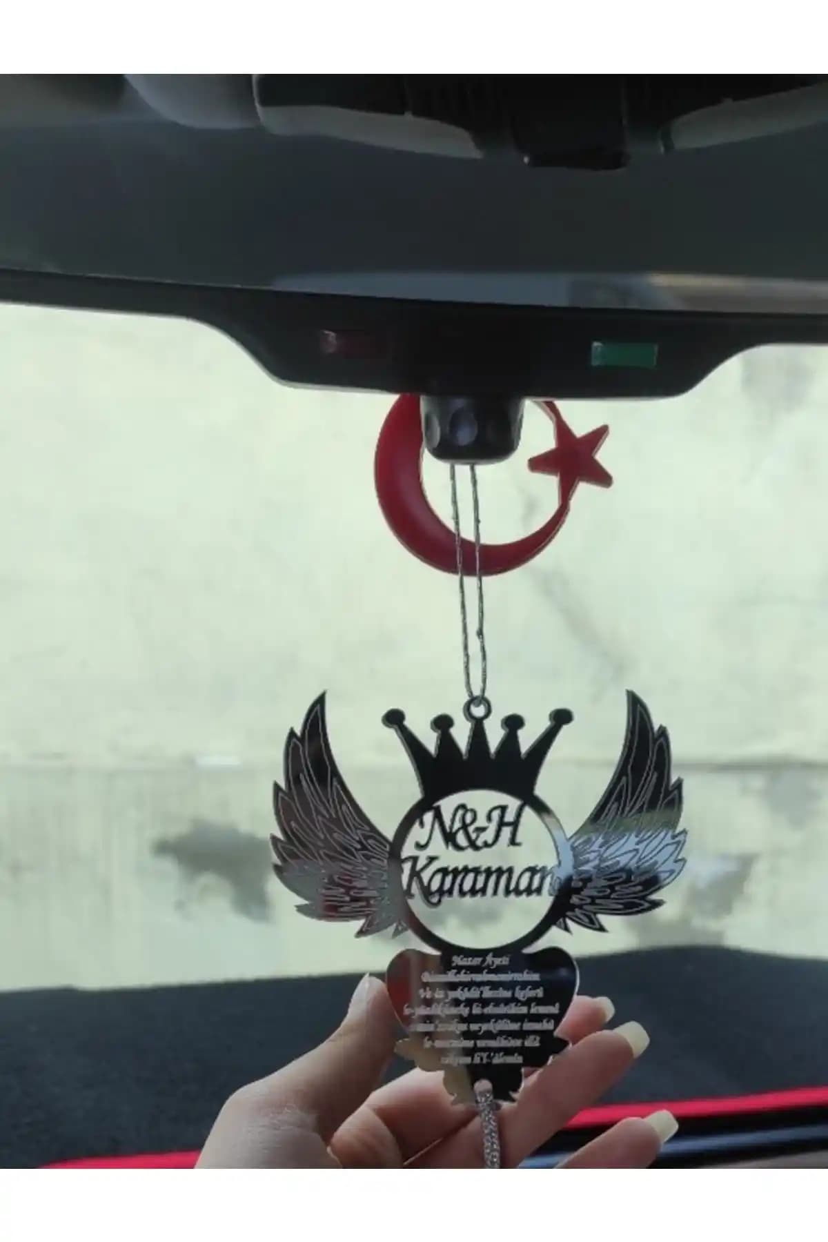 Aker Hediyelik Pleksi Gümüş Dikiz Aynası Süsü Modern ve Şık Araç Dekorasyonu