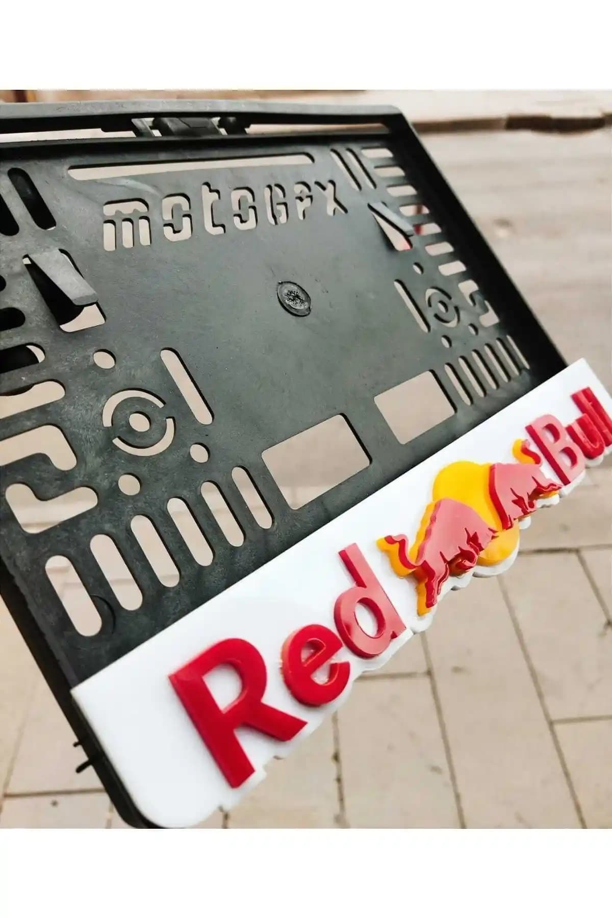 Aksaray Tasarım Atölyesi Motor Plakalığı Red Bull Temalı Pleksi 3D Kabartma Lazer Kesim Ürünü