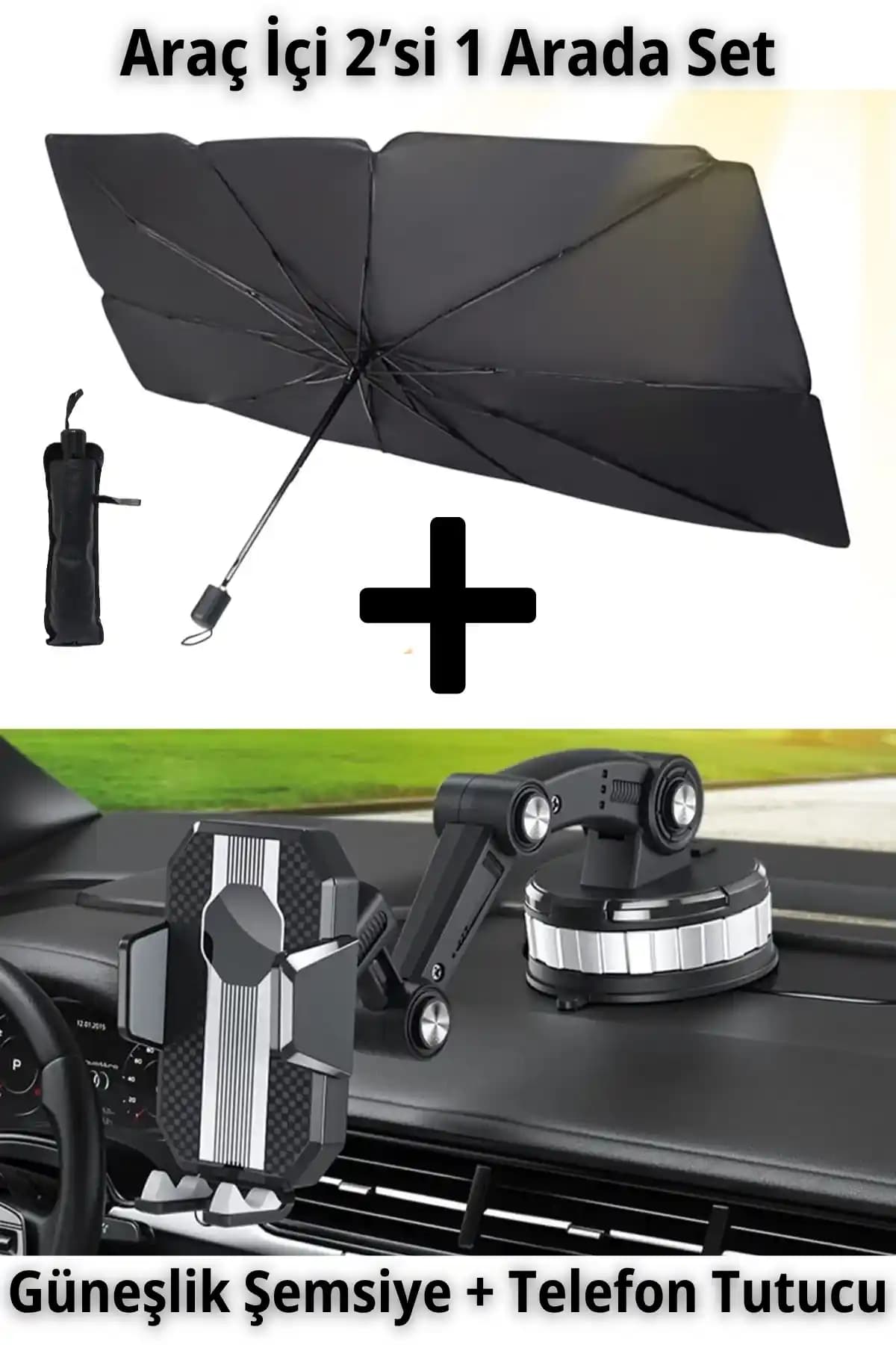 ALFAGİFT Araç İçi Güneşlik ve Telefon Tutucu Seti Volkswagen İçin Pratik Çözüm