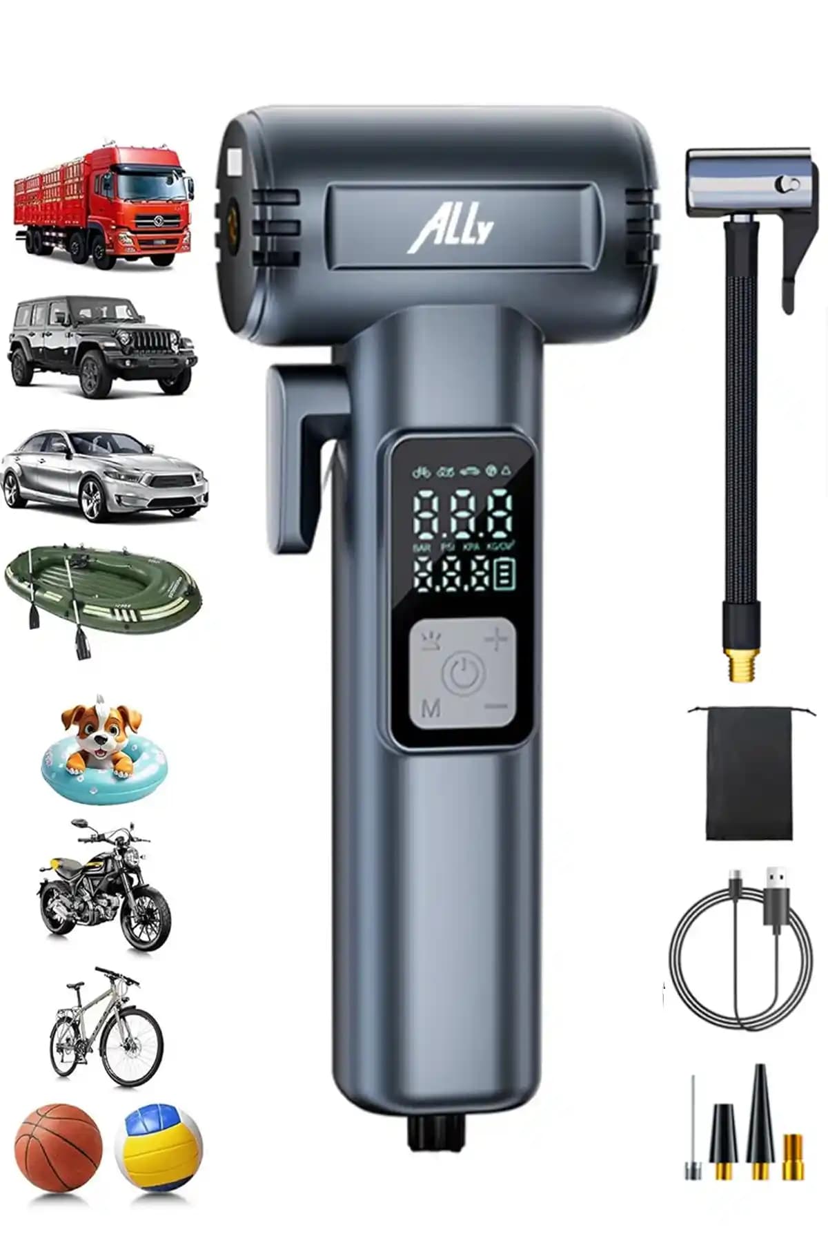 Ally ST-5530 Dijital Şarjlı Araç ve Bisiklet Lastik Hava Şişirme Pompası İncelemesi