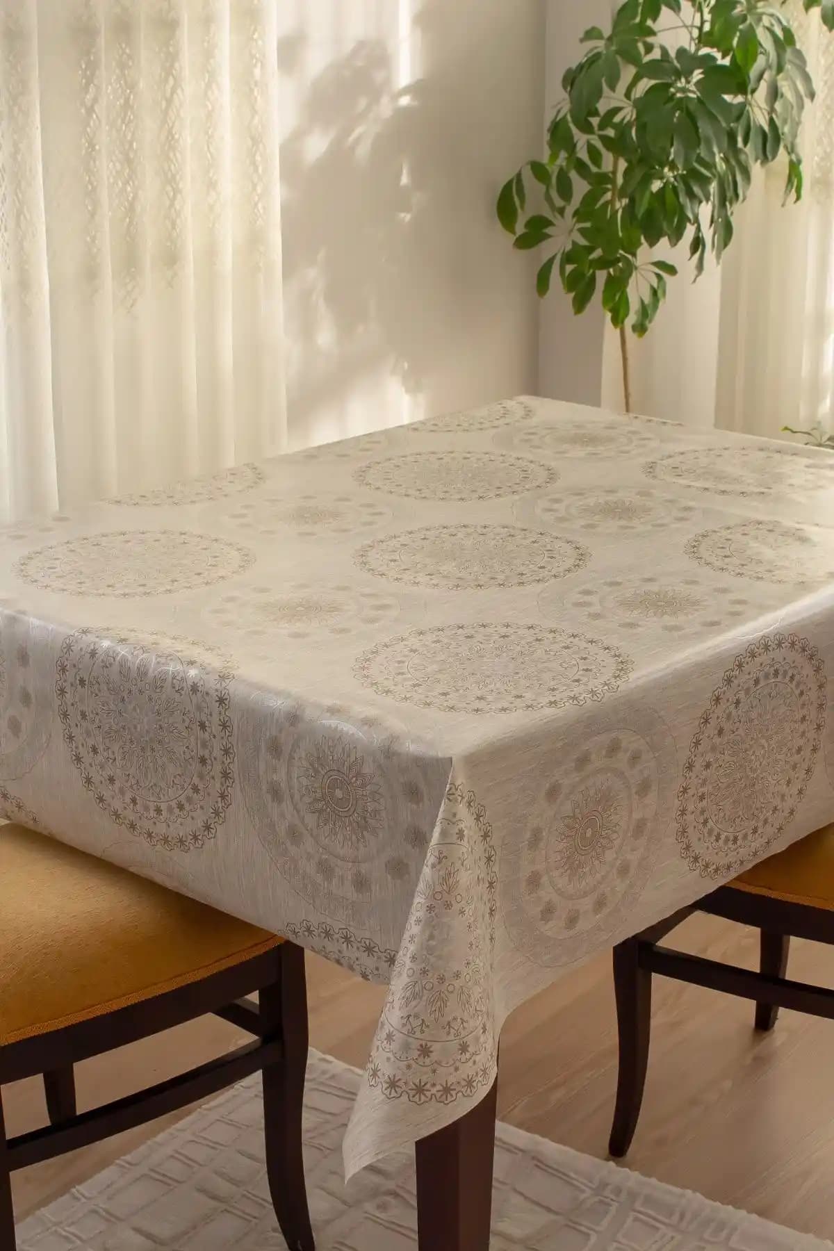 Barış Home Collection Osmanlı Desenli Muşamba PVC Masa Örtüsü Günlük Kullanım İçin Uygun