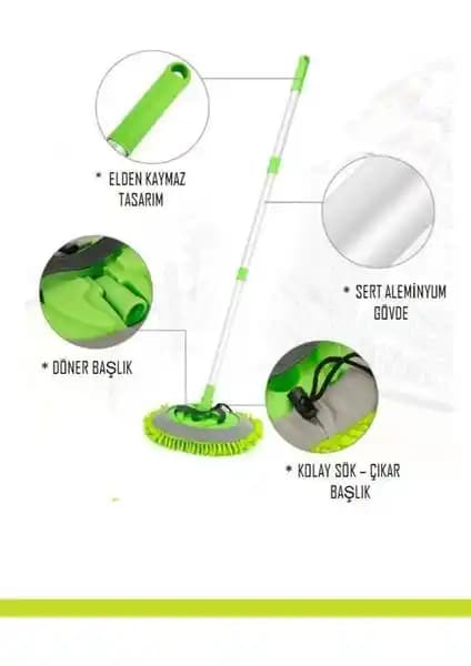 Birlik Mikrofiber Çok Fonksiyonlu Teleskopik Oto Yıkama Fırçası ve Temizlik Aksesuarları