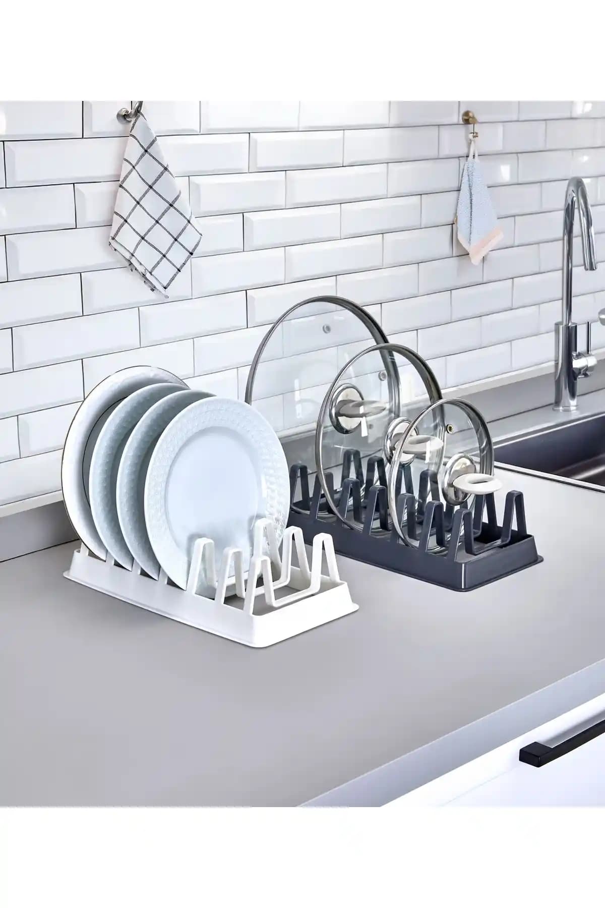 Dükkanönü Raffy 6 Bölmeli Tencere Kapak ve Tabak Düzenleyici Organizer G-234