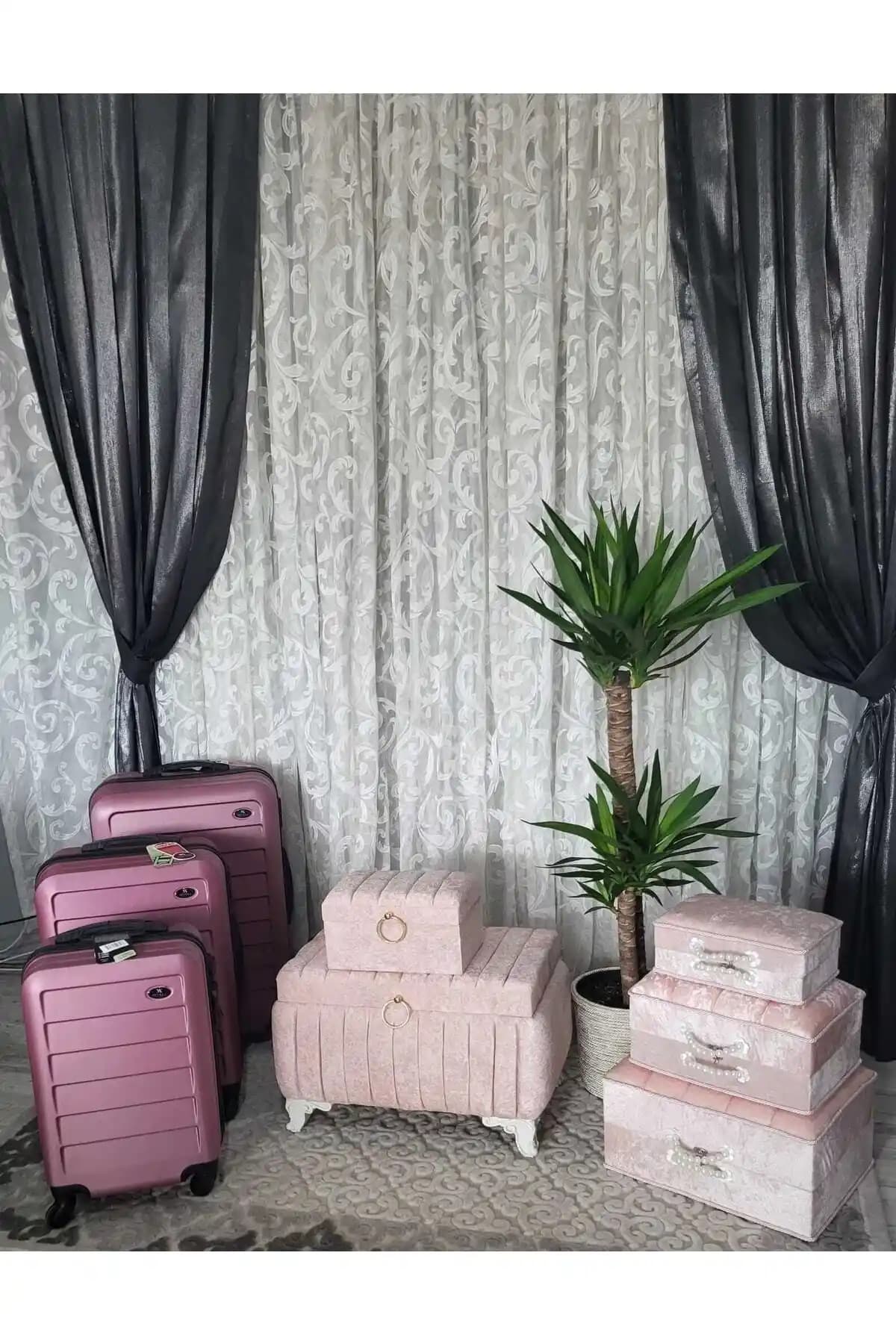 Duru Çeyiz San Şevval Bavullu Modeli 8 Parça El Yapımı Modern Geleneksel Çeyiz Seti