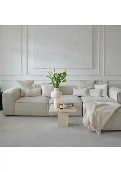 Edsy Home Mira Relax 4 Modül Köşe Koltuk Keten Kumaş ile Şık ve Fonksiyonel Oturma Alanları