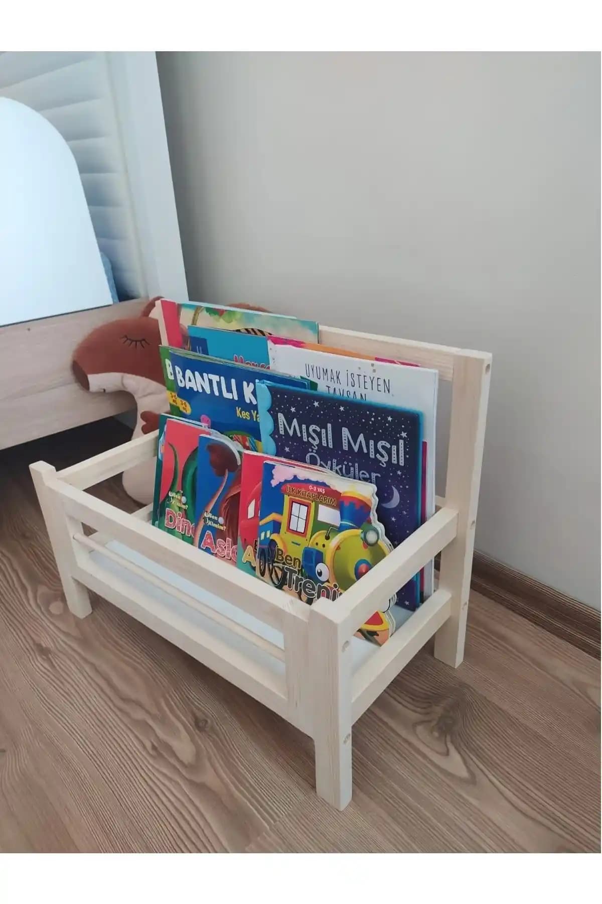 El İşçiliği Doğal Ahşap Kitaplık ve Dergilik - Modern ve Klasik Tasarım