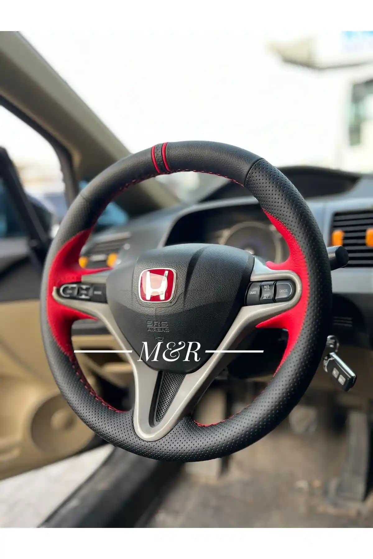 Honda Civic FD6 İçin Yüksek Kaliteli Deri Direksiyon Kılıfı Spor Tasarım