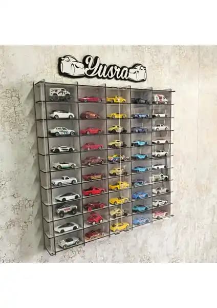 Hotwheels ve Matchbox Koleksiyonları İçin 1/64 Ölçekli Pleksi Kapaklı Model Rafı