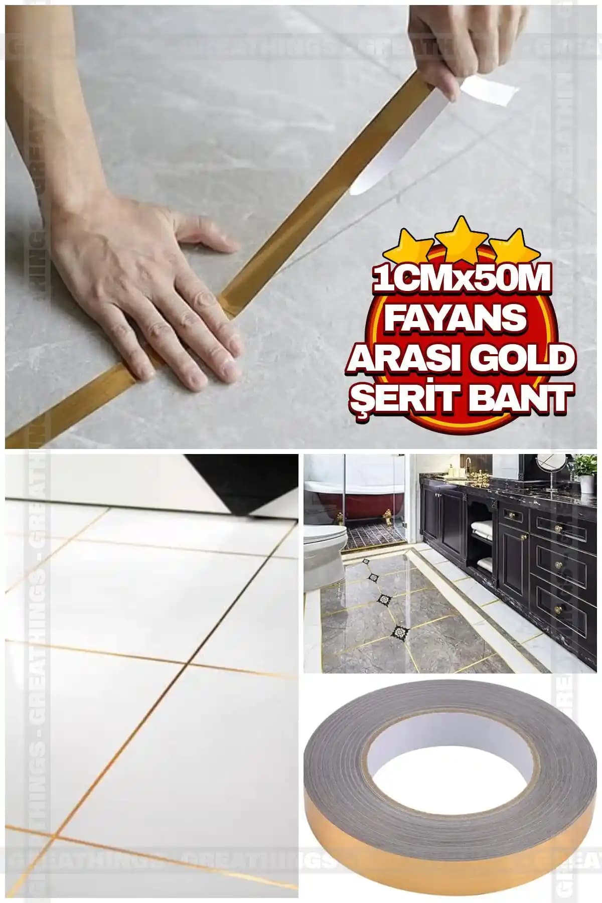 İç Mekan Dekorasyonunda Kullanılan Altın Sarısı Fayans Arası Şerit Bantları