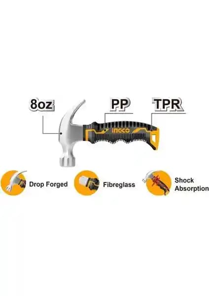 Ingco Fiberglass Saplı Mini Çatal Çekiç HMCH80808D İnceleme ve Özellikleri