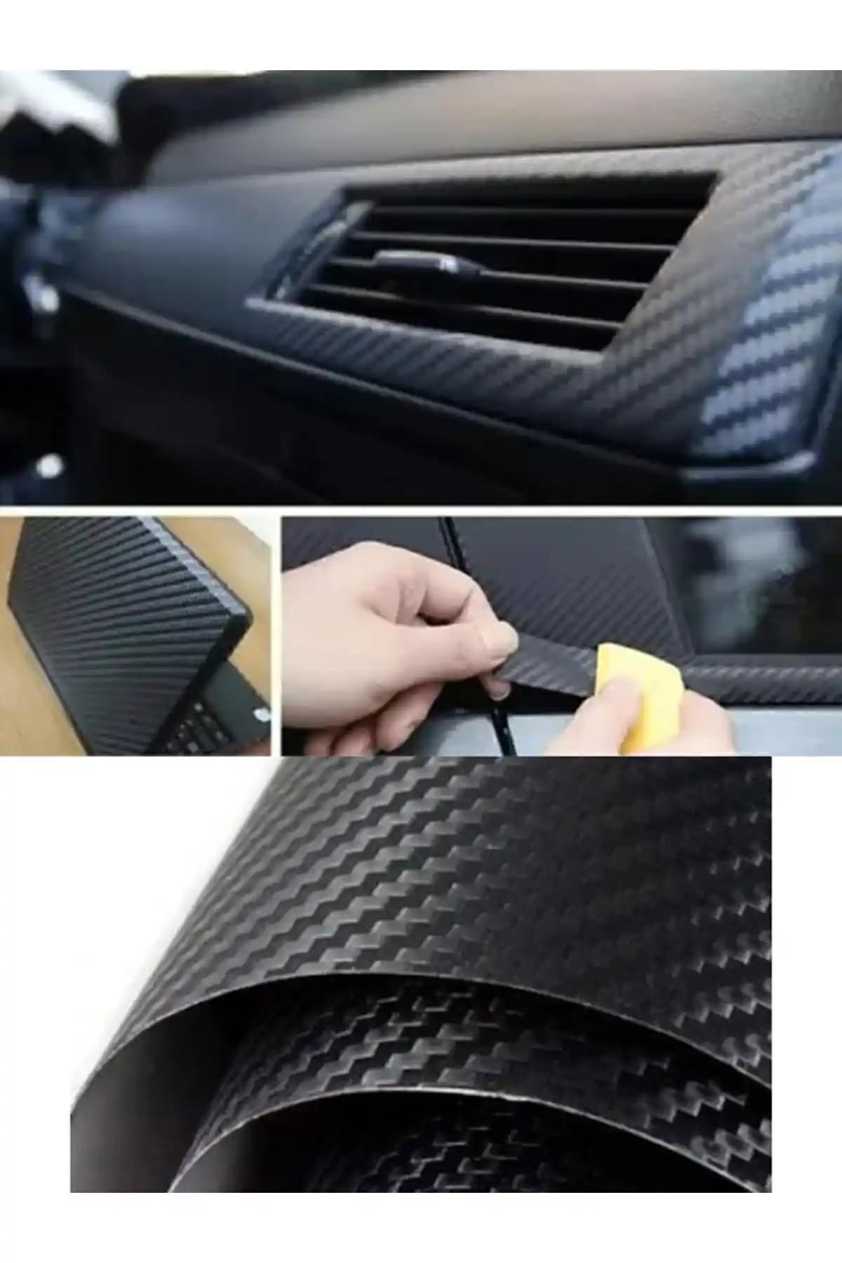 MeyZone Karbon Fiber Folyo Siyah Hava Kanallı Araç Döşeme Kaplama Ürünü