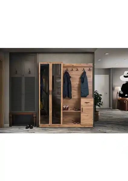 Moderniya Mobilya Flora Ceviz Renkli İki Kapılı Portmanto ve Ayakkabılık Ürünü Özellikleri