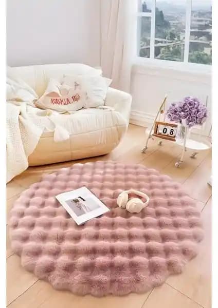 My Evilla Bubble Pembe Yuvarlak Halı: Estetik ve Fonksiyonellik Bir Arada