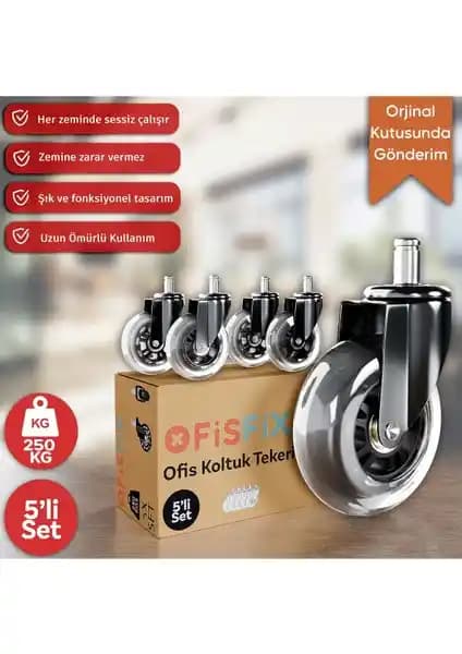 Ofis Fix 75mm Silikon Oyuncu Koltuğu Tekerleri Yüksek Performanslı ve Dayanıklı