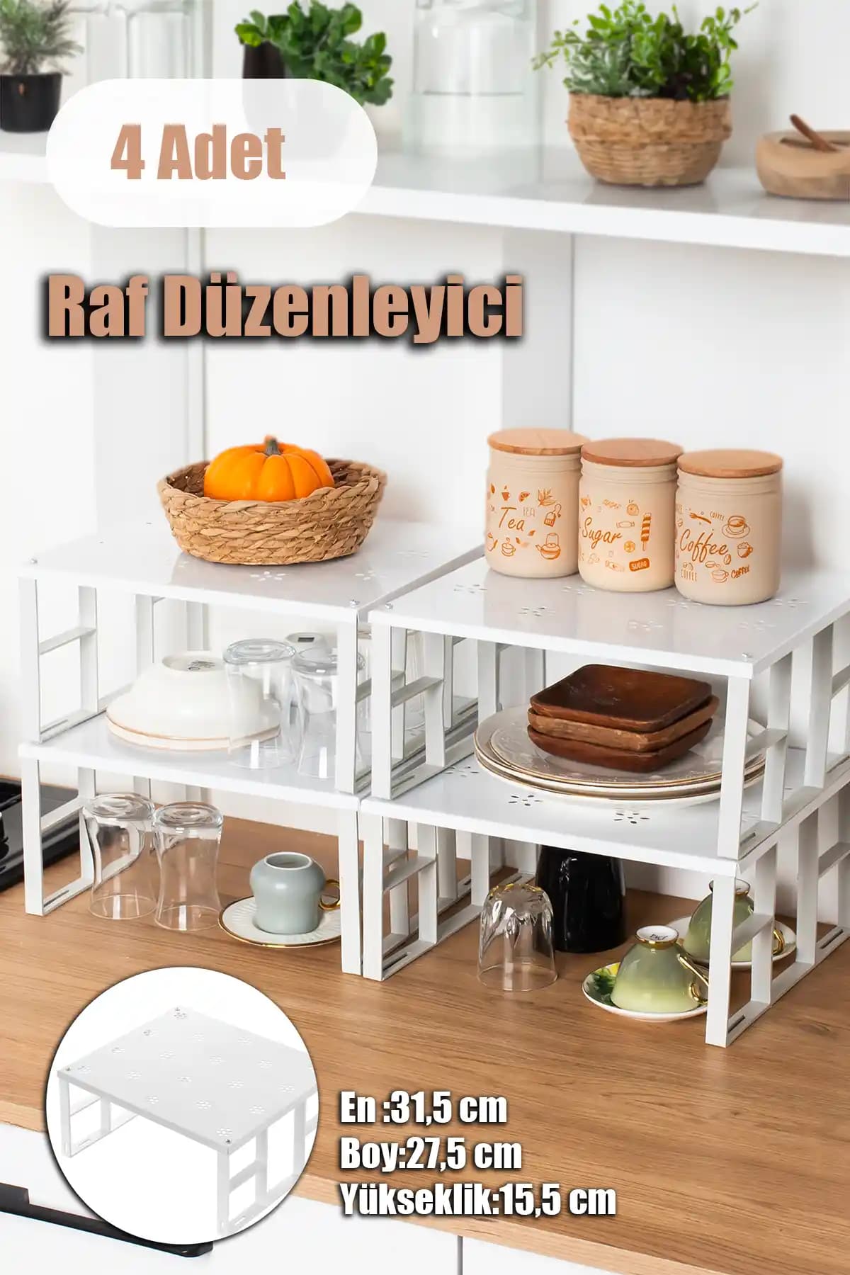 Porsima Org-01 4'lü Raf Düzenleyici ile Mutfak Düzeninizi Optimize Edin