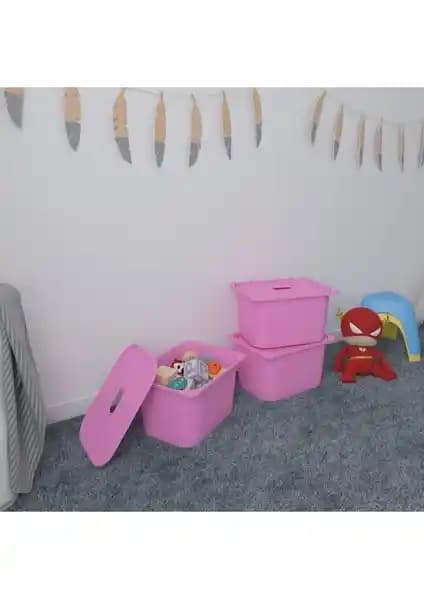 Pratico Pembe Derin Kapaklı Oyuncak Sepetleri Çocuk Odası Düzeni ve Estetiği