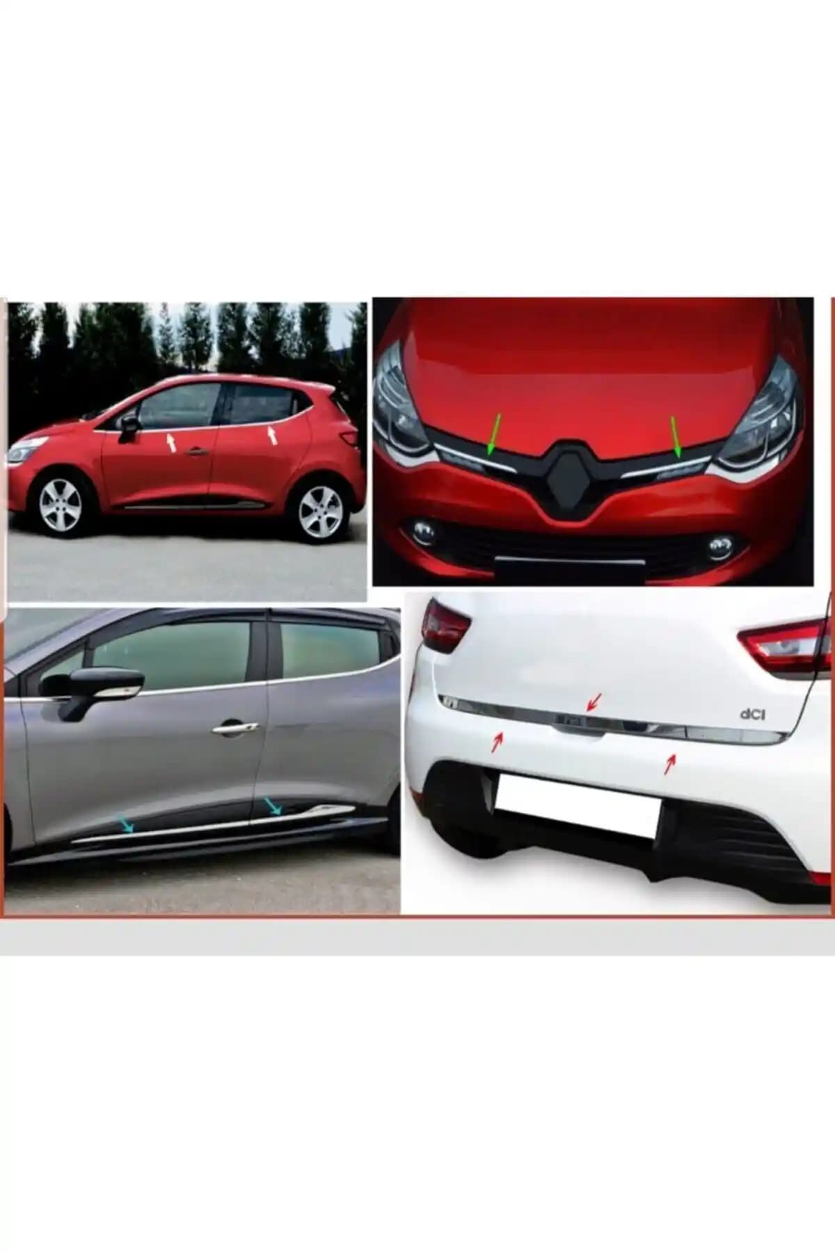 Renault Clio 4 için şık ve dayanıklı krom seti, montaj kolaylığı ve estetik artış sağlar