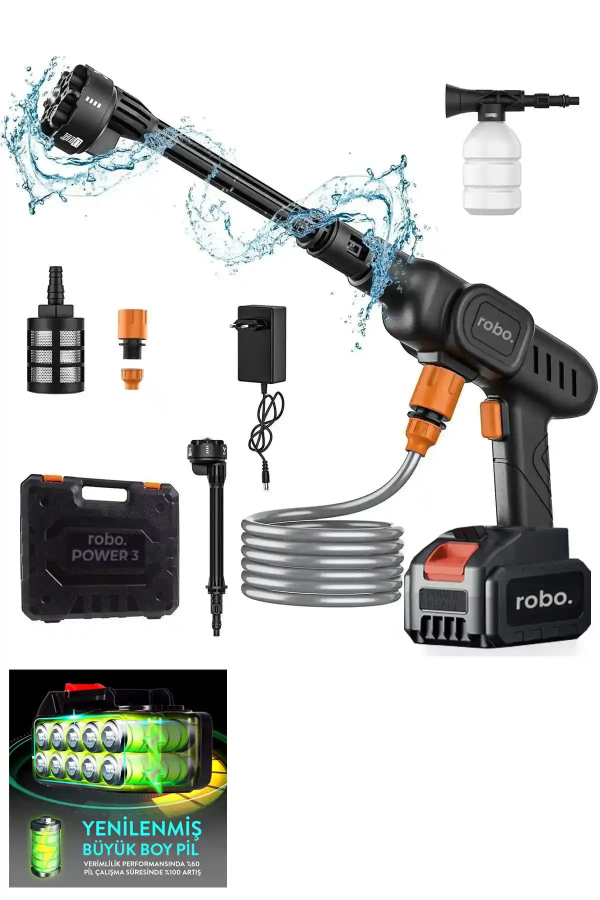 ROBO Şarjlı Yüksek Basınçlı Otomotiv ve Bahçe Temizlik Tabancası Özellikleri ve Kullanım Alanları