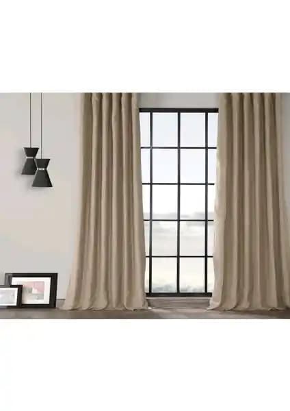 Taç Karartma Blackout Pilesiz Fon Perde Kum Beji 150x250 cm Güneş Işığı Engelleyici