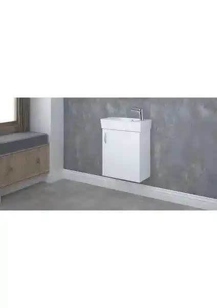 Turkuaz City Mini Lavabo Dolaplı 50x25 cm Sağdan Delikli Modern Banyo Çözümü