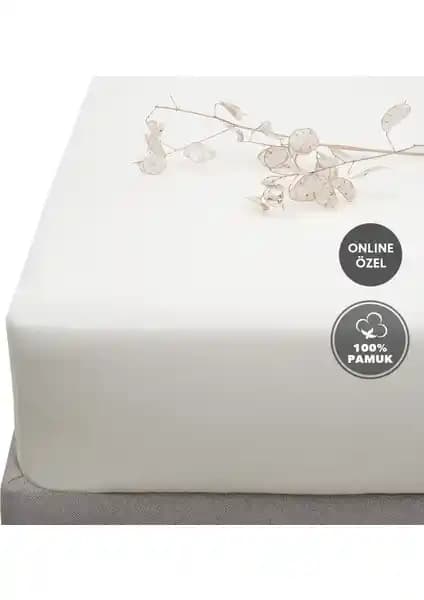 Yataş Softy %100 Pamuk Penye Çift Kişilik Lastikli Çarşaf Krem Renkli Yatak Örtüsü
