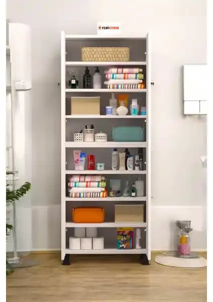 Yeni Vitrin %100 MDF Çok Amaçlı 8 Raflı 4 Kapaklı Dolap – Dayanıklı ve Şık Depolama Çözümü
