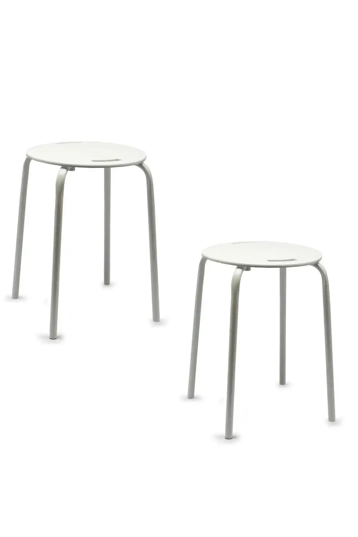 Prima Nova Beyaz Banyo ve Mutfak Tabureleri 2'li set modern ve şık tasarım