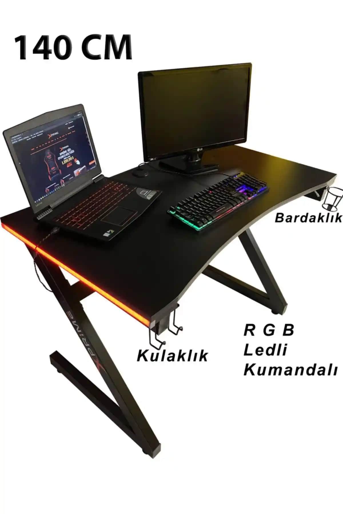 XPRIME Markus RGB LED'li Oyuncu Masası: Şık ve Fonksiyonel Tasarım Özellikleri