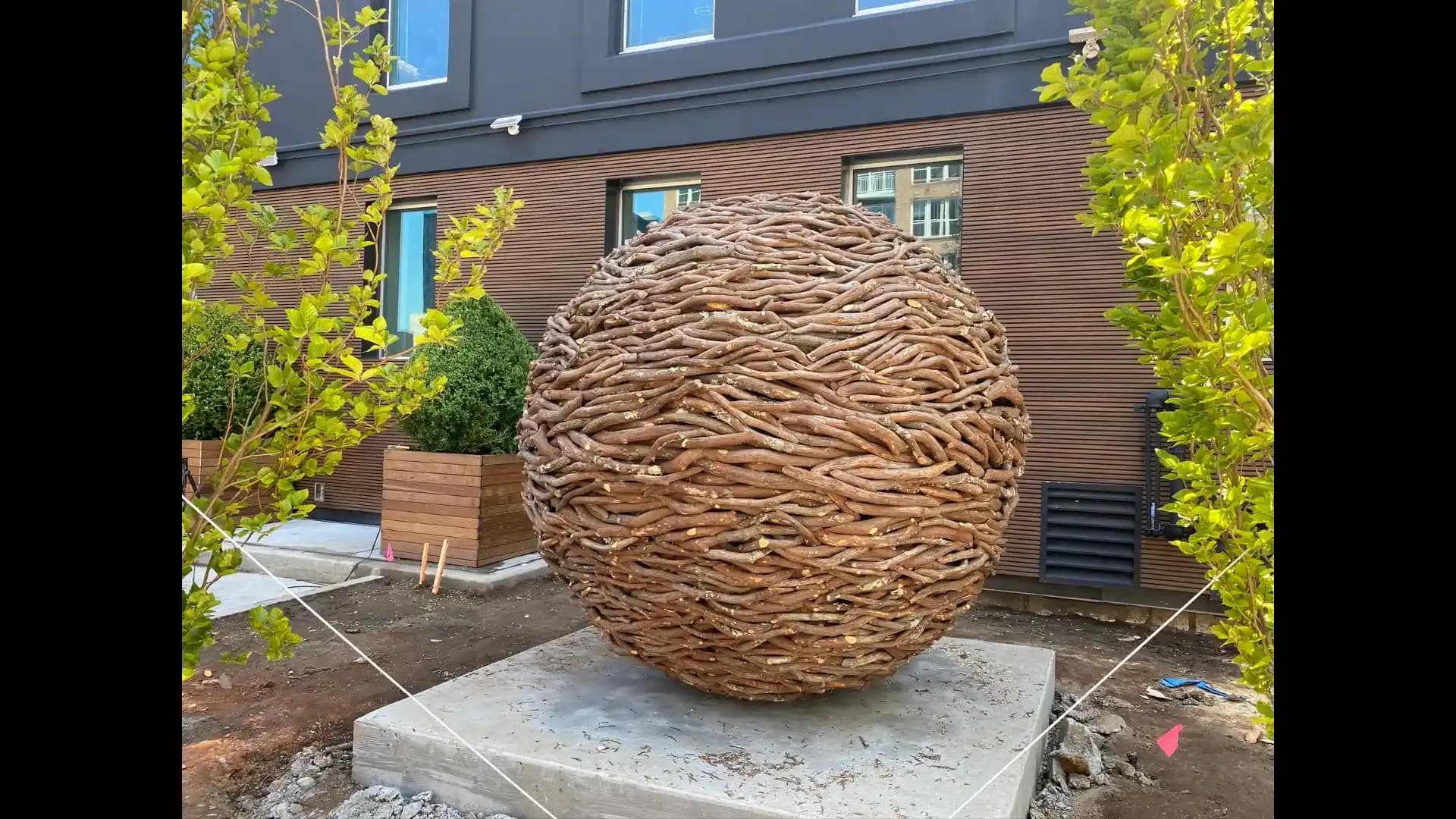 8 Ayak Çapında Siyah Akasya İç Çerçeveli ve Dağ Defnesi Dallı Dal Küresi İnşası