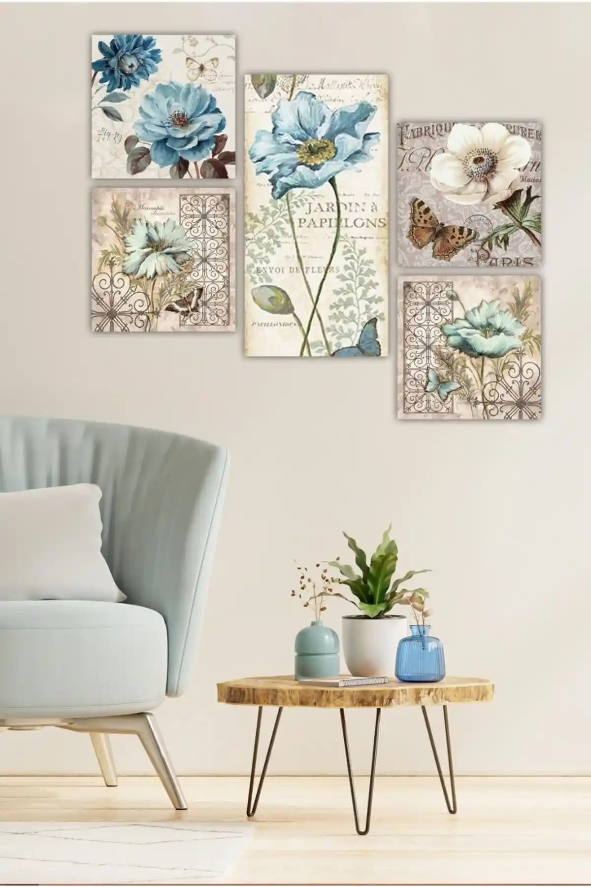 Cadran Collage Style 5 Parçalı MDF Tablo Modern ve Şık Duvar Dekoru