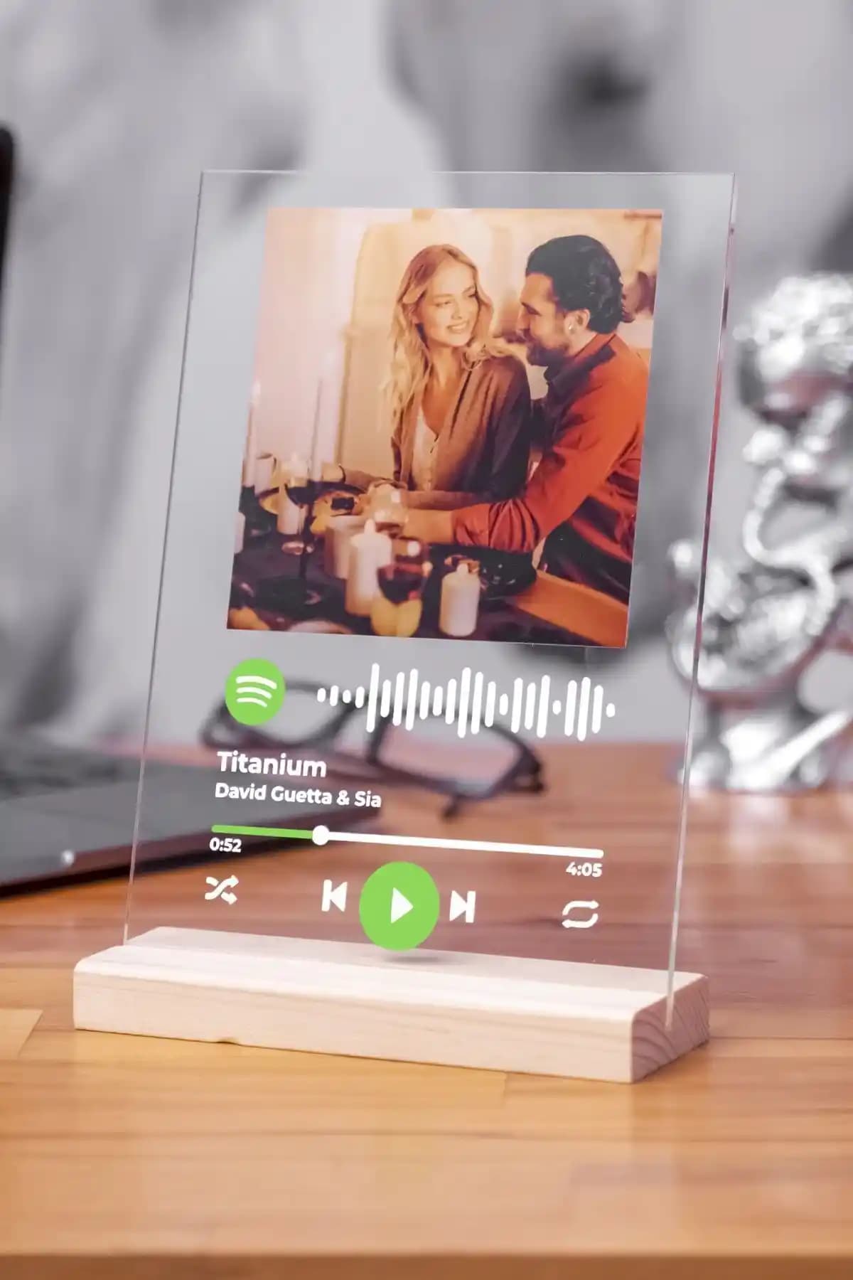 Kişiye Özel Spotify Barkodlu Şeffaf Plak Dekoratif ve Hediye Seçenekleri