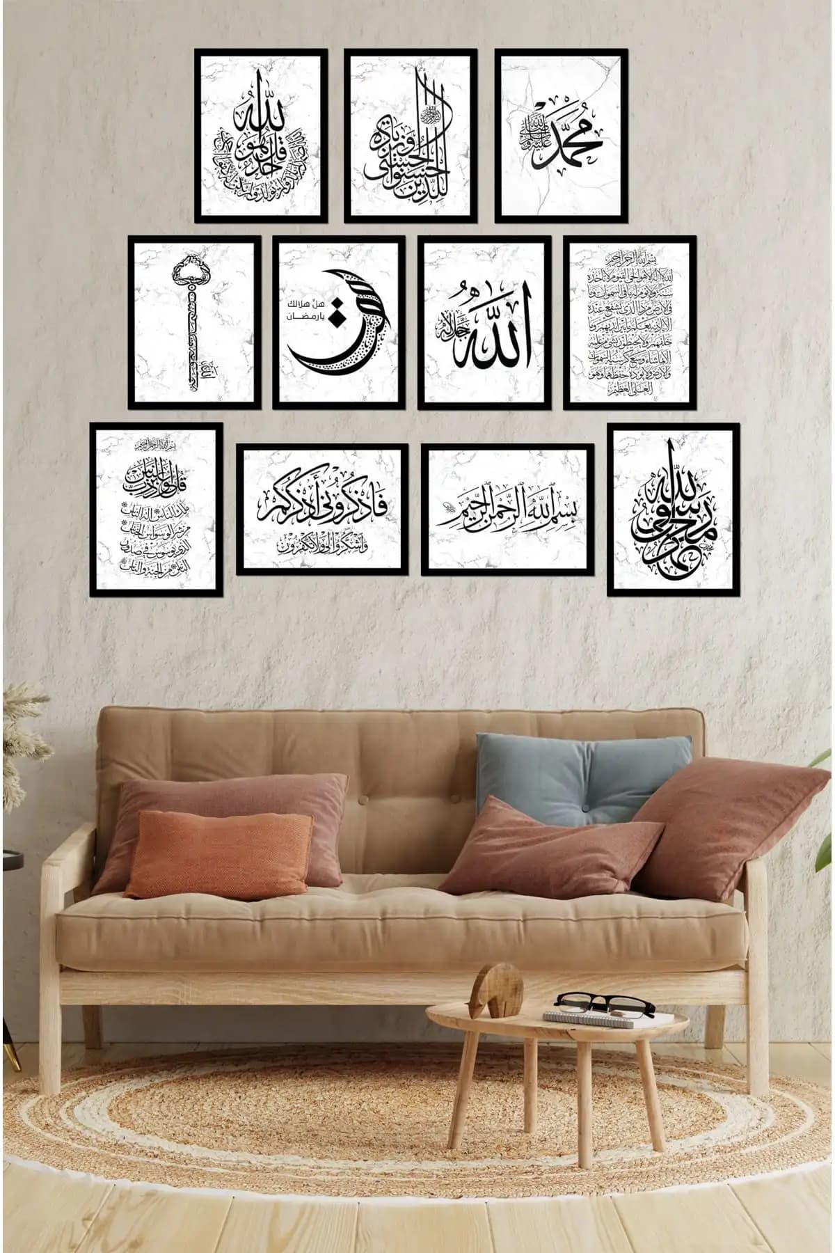 KutuTR Notpa Dekorize MDF 11 Parça Çerçevesiz Modern Duvar Sanatı Seti
