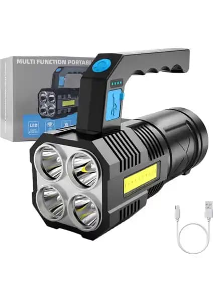 Dekohop Şarjlı Ultra Parlak 4 LED ve Yan Cob LED El Feneri Güvenilir Aydınlatma Çözümü
