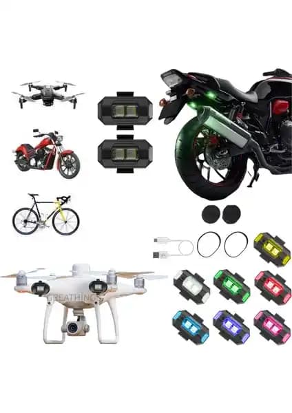 Greathings Çok Renkli Bisiklet ve Motosiklet Çakar Lambası Güvenlik ve Görünürlüğü Artırır