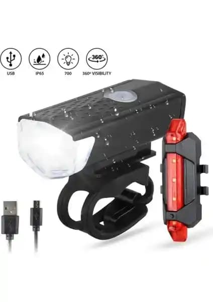 Greathings USB Şarjlı Bisiklet Far ve Stop Lambası Seti Güçlü ve Kullanışlı Sürüş Güvenliği Çözümü