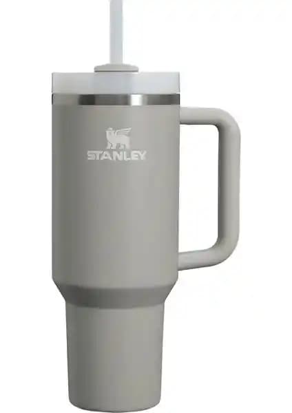 Stanley Quencher Pipetli Termos 1,18 L Açık Gri - Dayanıklı ve Uzun Süre Sıcak-Soğuk Tutabilen Tasarım