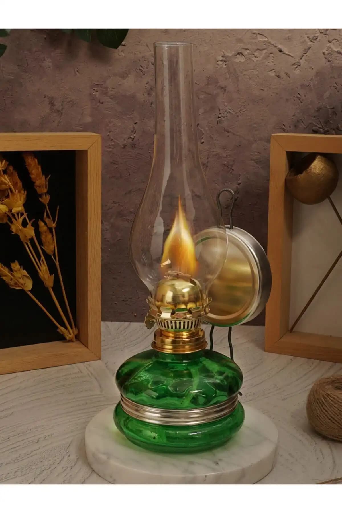 Kristal Cam Gaz Lambası Nostaljik Yeşil Vintage Tasarım ve Kullanım Özellikleri