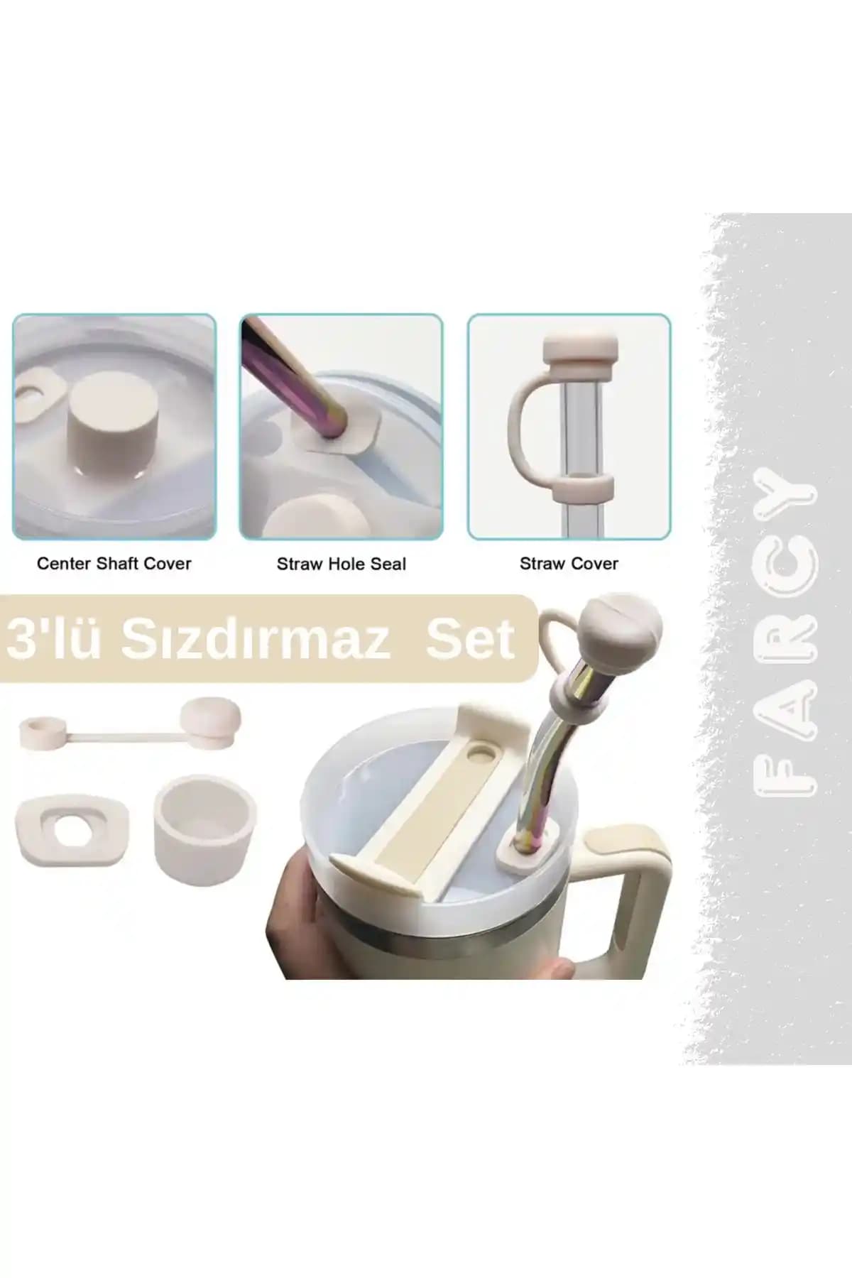 Stanley Quencher ve Yeni Nesil Termoslar İçin 3 Parçalık Silikon Koruyucu Seti