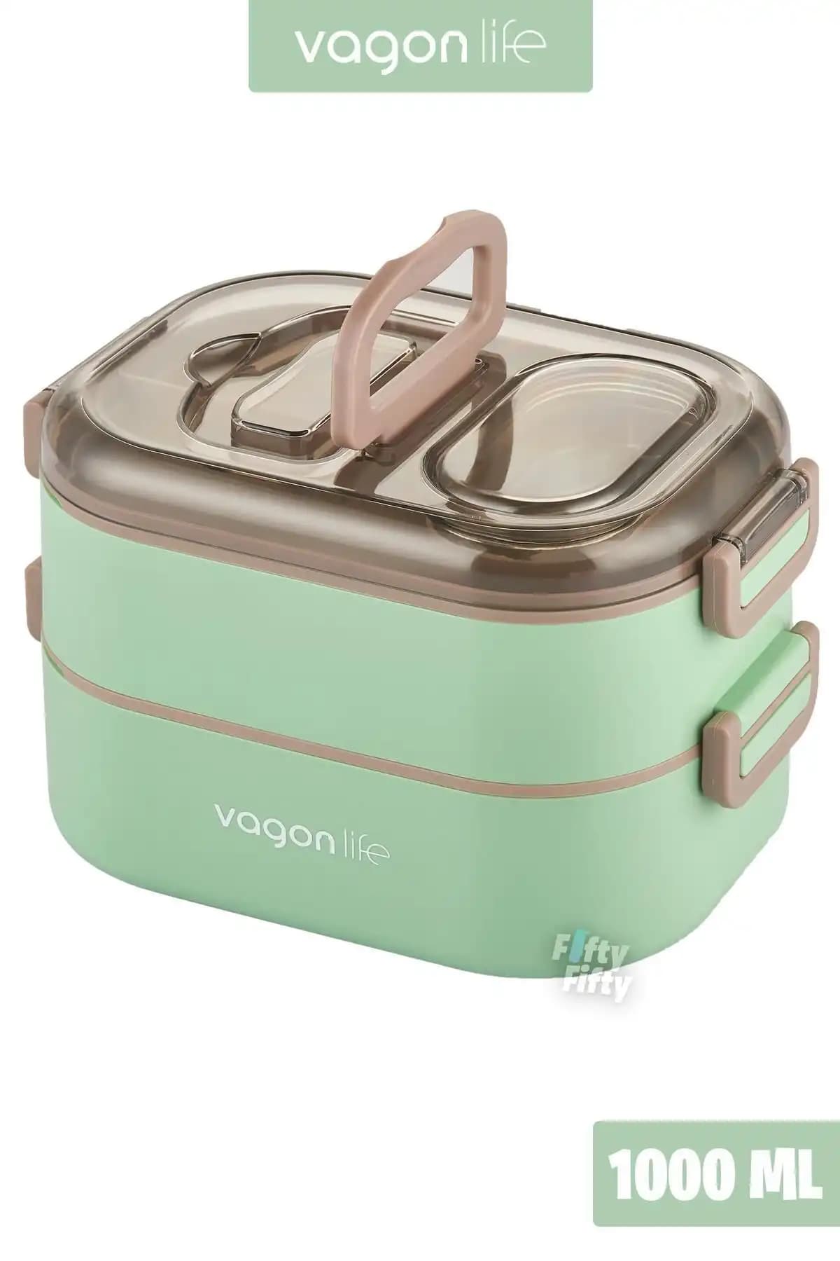 Vagonlife 1000 ML İki Katlı Paslanmaz Çelik Bento Lunch Box: Sağlıklı ve Pratik Yemek Saklama Çözümü