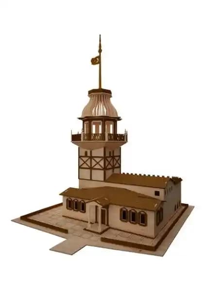 3D Ahşap Kız Kulesi Puzzle: Eğitim ve Eğlence İçin Detaylı Model