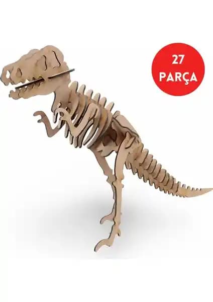 Algwood 27 Parça T-Rex Ahşap Dinozor Maketi Detaylı ve Eğitici Model