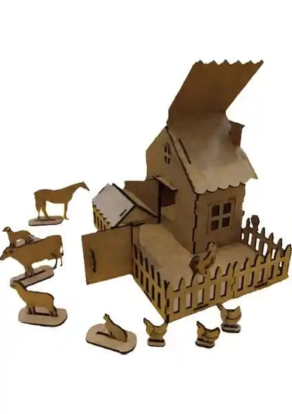 Çiftlik Evi Ahşap Maket: Detaylı ve Kolay Montajlı Hobi Seti for Yetişkin ve Çocukler