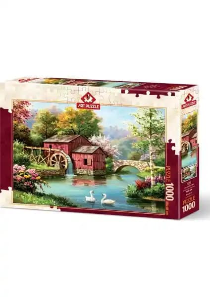 Kırmızı Eski Değirmen Art Puzzle 1000 Parça Yüksek Kalite ve Detaylı Tasarım