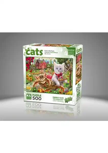 KS Games Cats On The Farm 500 Parça Puzzle Çevre Duyarlı ve Yüksek Kalite Eğlence Aracı