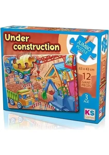 KS Games Under Construction Jumbo Puzzle 12 Parça Çocuklar ve Yetişkinler İçin Eğitici Oyun