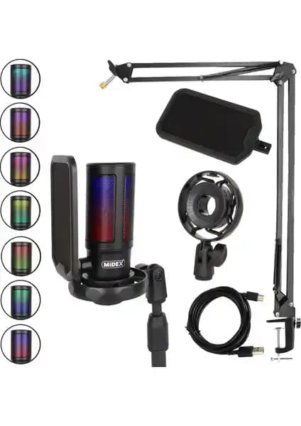 Midex V6 RGB Set USB Mikrofonu Profesyonel Ses Deneyimi İçin Tasarlandı