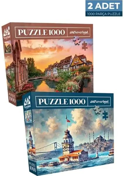 Neverland 2 Adet 1000 Parça Puzzle Seti Colmar ve Kız Kulesi Temalarıyla Detaylı ve Kaliteli Tasarım