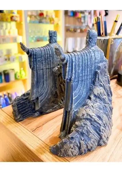 Yüzüklerin Efendisi Temalı Argonath Heykelleri Kitap Tutucu Seti - Dekoratif ve Koleksiyon Parçası