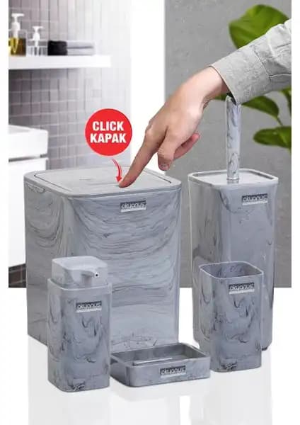 Okyanus Home Banyo Setleri Karşılaştırması: Kare Mermer Desenli ve Mina Due Beyaz Çizgili 1